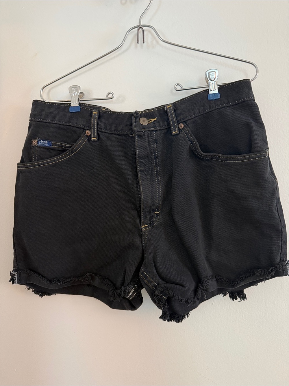 Lee Jeans Black High-Rise Frayed Hem Women's Shorts